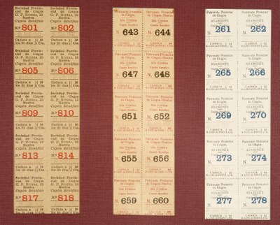 20 cupones del Patronato Protector de Ciegos de Isla Cristina