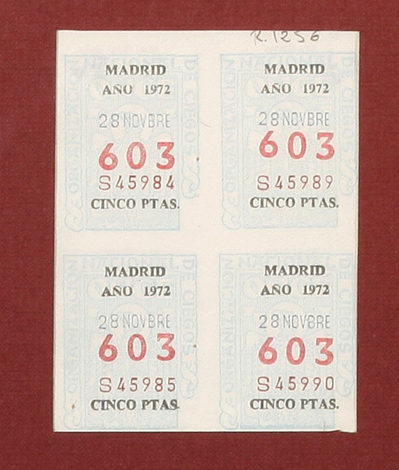 4 cupones de Madrid. Cinco pesetas