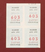 4 cupones de Madrid. Cinco pesetas