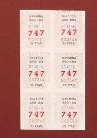 6 cupones de Navarra. 25 ptas.