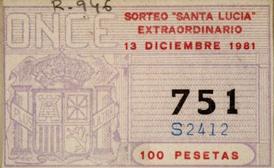 Cupón del sorteo extraordinario de Santa Lucía del 13/12/1981