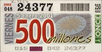 Cupón del viernes 5 de enero, N.º 24377, serie 048.