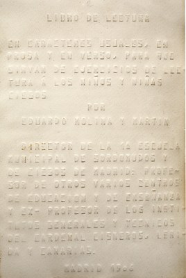 Libro de lectura en caracteres visuales en prosa y en verso
