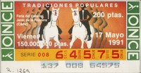 Primer sorteo de viernes. 17 de mayo de 1991. nº 64575