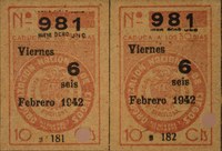 Tira de cinco cupones de la ONCE. Barcelona