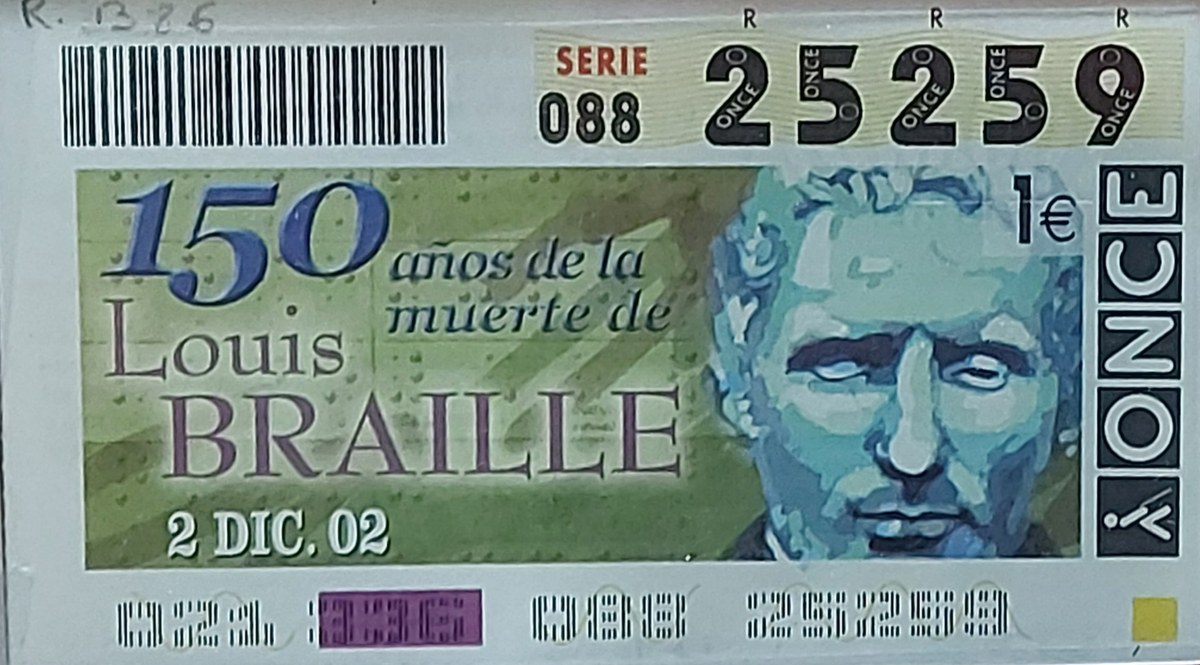 Cupón dedicado a los 150 años de la muerte de Louis Braille