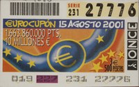 Cupón del sorteo extraordinario de 15 de agosto. Eurocupón