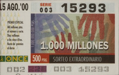 Cupón del sorteo extraordinario de la solidaridad del 15 agosto