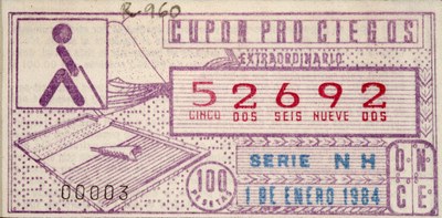 Cupón del sorteo extraordinario del 1 enero