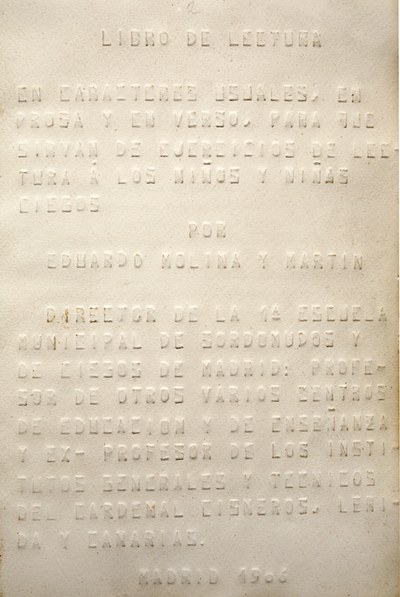 Libro de lectura en caracteres visuales en prosa y en verso